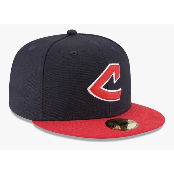 Men's New Era Navy Cleveland Indians Cooperstown Collection Wool 59FIFTY 6 7/8 - Picture 4 of 7